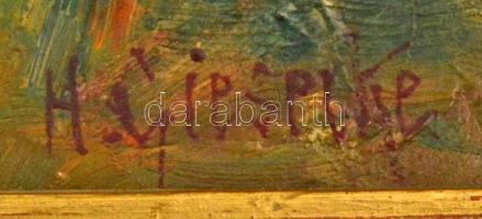 Giesecke jelzéssel: Erdei út. Olaj, karton, keretben, 29×24 cm