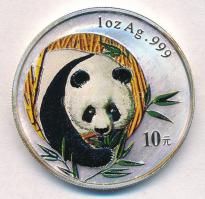 Kína 2003. 10Y Ag "Panda" hátoldal multicolor festett (1oz/0.999) T:PP  China 2003. 10 Yuan Ag "Panda" reverse multicolor painted (1oz/0.999) C:PP