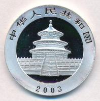 Kína 2003. 10Y Ag "Panda" hátoldal multicolor festett (1oz/0.999) T:PP 
China 2003. 10 Yu...
