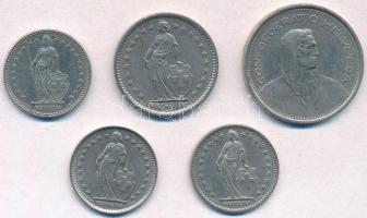 Svájc 1968-1987. 1Fr (3xklf) + 2Fr + 5Fr T:2,2- ph.
Switzerland 1968-1987. 1 Franc (3xdiff) + 2 Fra...