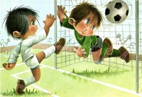 3 db MODERN grafikai labdarúgó motívumlap / 3 modern graphic football motive postcards; Sevilla, Rea...