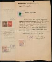 1916-1935 Szekszárd városi illetékbélyeges okmányok, érdekes illetékbélyegekkel