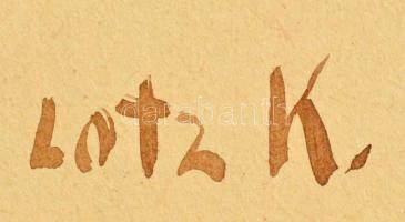 Lotz jelzéssel: Puttók, akvarell, paszpartuban, fa keretben, 14,5×22,5 cm