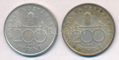 1993. 200Ft Ag "MNB" (2x) T:2 patina