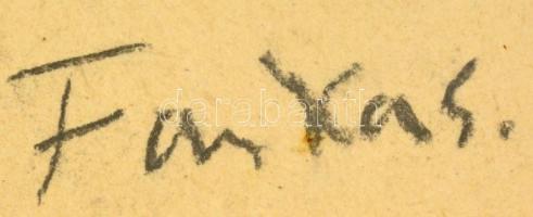 Farkas jelzéssel: A parkban, pasztell, papír, üvegezett fa keretben, 20,5×29 cm