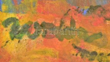 Rozsda jelzéssel: Kompozíció, tempera, papír, paszpartuban, üvegezett fa keretben, 17×11,5 cm