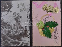 Kb 1.500 régi képeslap: üdvözlő és motívum lapok  franciaországi hagyatékból / Phantasy, greetings, ...