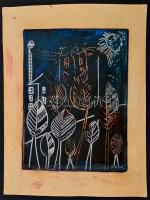 Szántó jelzéssel: Mese város. Vegyes technika, papír-karton,  31×23 cm