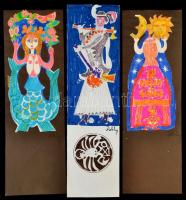 Pekáry jelzéssel: 5 kollázs, 33×14 cm (5×)