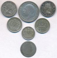 Vegyes 7db-os ezüstpénz tétel, vegyes tartásban, benne: Nagy-Britannia 1911-1927. 1Sh Ag, Svédország...