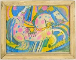 Scheiber jelzéssel: Körhinta. Pasztell, papír, üvegezett keretben, 34×44