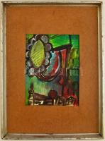 Bene jelzéssel: Kompozíció. Olaj, papír-karton, keretben, 35×26 cm