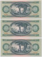 1962. 10Ft (3x) sorszámkövetők, nyomdai papírránc T:I,I-
Adamo F6