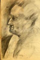 Czigány jelzéssel: Férfi portré. Szén, papír, foltos, keretben, 57×38 cm