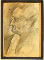 Czigány jelzéssel: Férfi portré. Szén, papír, foltos, keretben, 57×38 cm