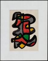Farkasházy Miklós (1895-1964): Kompozíció, vegyes technika, papír, jelzés nélkül, hátul Pápai Antal gyűjteményi címkéjével, paszpartuban, 20,5×14,5 cm