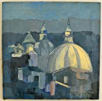 Olvashatatlan jelzéssel: Firenzei kupolák, olaj, vászon, 50×50,5 cm