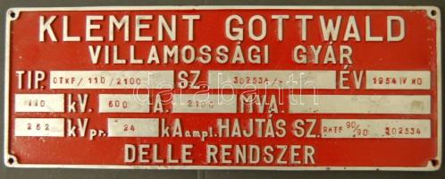 1954 Klement Gottwald (Ganz) villamossgági gyár mozdony fámtábla 35x13cm