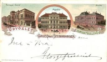 1898 Szombathely, Steinamanger; vasmegyei kaszinó, megyeház, árvaház. Seiler Henrik utóda. Art Nouveau litho