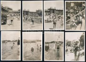 cca 1930 Széchenyi strand, Margitsziget strand, összesen 12 db fotó, hátuljukon feliratozva, 8,5×6 cm