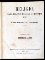 1850 Religio katholikus politico-egyházi és irodalmi lap, II. évfolyam, teljes évfolyam egybekötve.