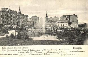 Budapest I. Tabán az Erzsébet hídfőnél, Döbrentei tér, Rácz fürdő, Keller Ignácz tabáni sör és borcsarnoka, Divald Károly 670.