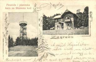 Zagreb, Piramida i planinska kuca na Sliemenu kod / Pyramid lookout tower and mountain house. floral