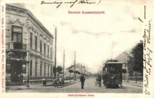 Szombathely, Széll Kálmán utca villamossal, szálló
