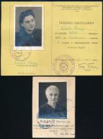 1944-1945 2 db fényképes igazolvány (sajtótudományi intézeti tagsági igazolvány, szlovák közjegyzői)