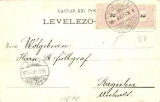 1898 Temesvár, Timisoara; Hunyady bástya, vár. "Temesvár Kézbesítőhivatal" pecsét / castle...