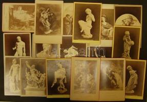 cca 1870-1900 Szobrok, festmények 13 db keményhátú fotó