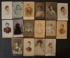 cca 1870-1900 Nők 16 db keményhátú fotó