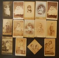 cca 1870-1900 Gyermekek 14 db keményhátú fotó