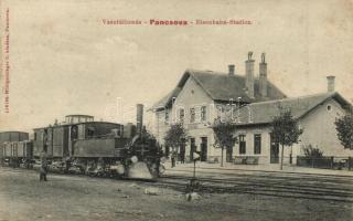 Pancsova, Pancevo; vasútállomás gőzmozdonnyal / Eisenbahn-Station / railway station with locomotive