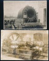 cca 1920-1930 Ipari gépek, 2 db fotó, az egyik hátulján pecséttel jelzett, 12×8 ill. 13×9 cm