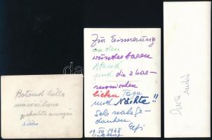 cca 1960 Mozdulatművészek, 3 db fotó, hátuljukon feliratozva, különböző méretben