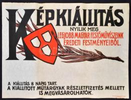 cca 1920-1930 Nemzeti Szalon Képkiállítás poszter, Bp., Merkur Műintézet, 47×63 cm