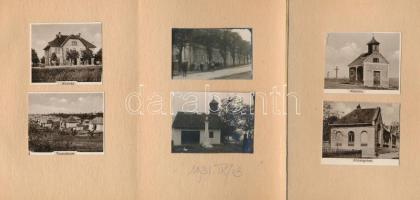 cca 1930 Érd 33 db különböző fotó albumba ragasztva, és egyéb nyomtatványok. Kósch Jenő építész gyűjteménye.