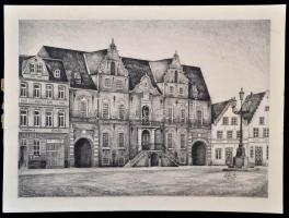 Müller jelzéssel: Fő tér. Ceruza, papír, 25×35 cm
