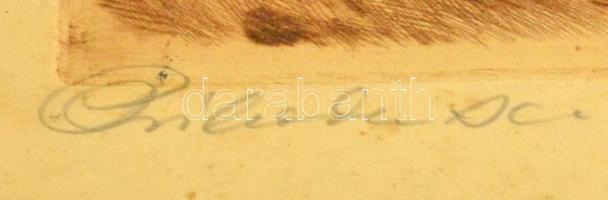 Prihoda István (1891-1965): Fekvő akt (Brocky Károly után). Rézkarc, papír, jelzett, üvegezett keret...