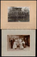 Vegyes fotó tétel, 8 db, keményhátú fotók és kartonra ragasztott fotók, közte tabló, csoport és port...