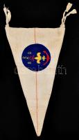 cca 1930 Vizicserkész csapatzászló. Cserkész emblémával, koronával. Hímzett selyem / Water scout flag. Silk. 51x30 cm