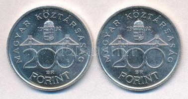 1992. 200Ft Ag "MNB" (2x) T:1- kis patina