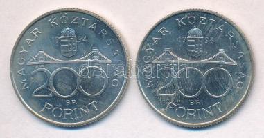 1994. 200Ft Ag "Deák" (2x) T:1- kis patina