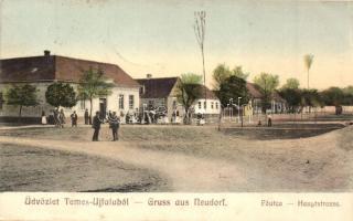 Temesújfalu, Temesvár-Újfalu, Neudorf; Fő utca, Theisz Antal üzlete és saját kiadása / Hauptgasse / main street, shop