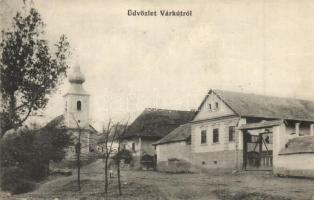 Várkút, Hradistya, Hradiste; utcakép templommal / street view with church