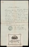 1871 A pesti ferences plébánia tanúságlevele házasság ügyében, latin nyelven, bélyegzővel