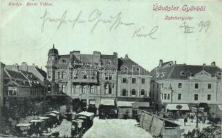 1899 Győr, Széchenyi tér, piac, Haab Lajos üzlete