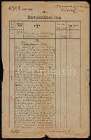 1909 Birtokállási/tulajdoni/teherlap svábhegyi birtokról, okmánybélyeggel