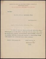 1906 Ambrozovics Dezső (1864-1919) újságíró, az Országos Magyar Képzőművészeti Társulat titkárának gépelt levele Kosztolányi-Kann Gyula (1868-1945) festő részére pályázati ügyben, fejléces papíron, Ambrozovics aláírásával